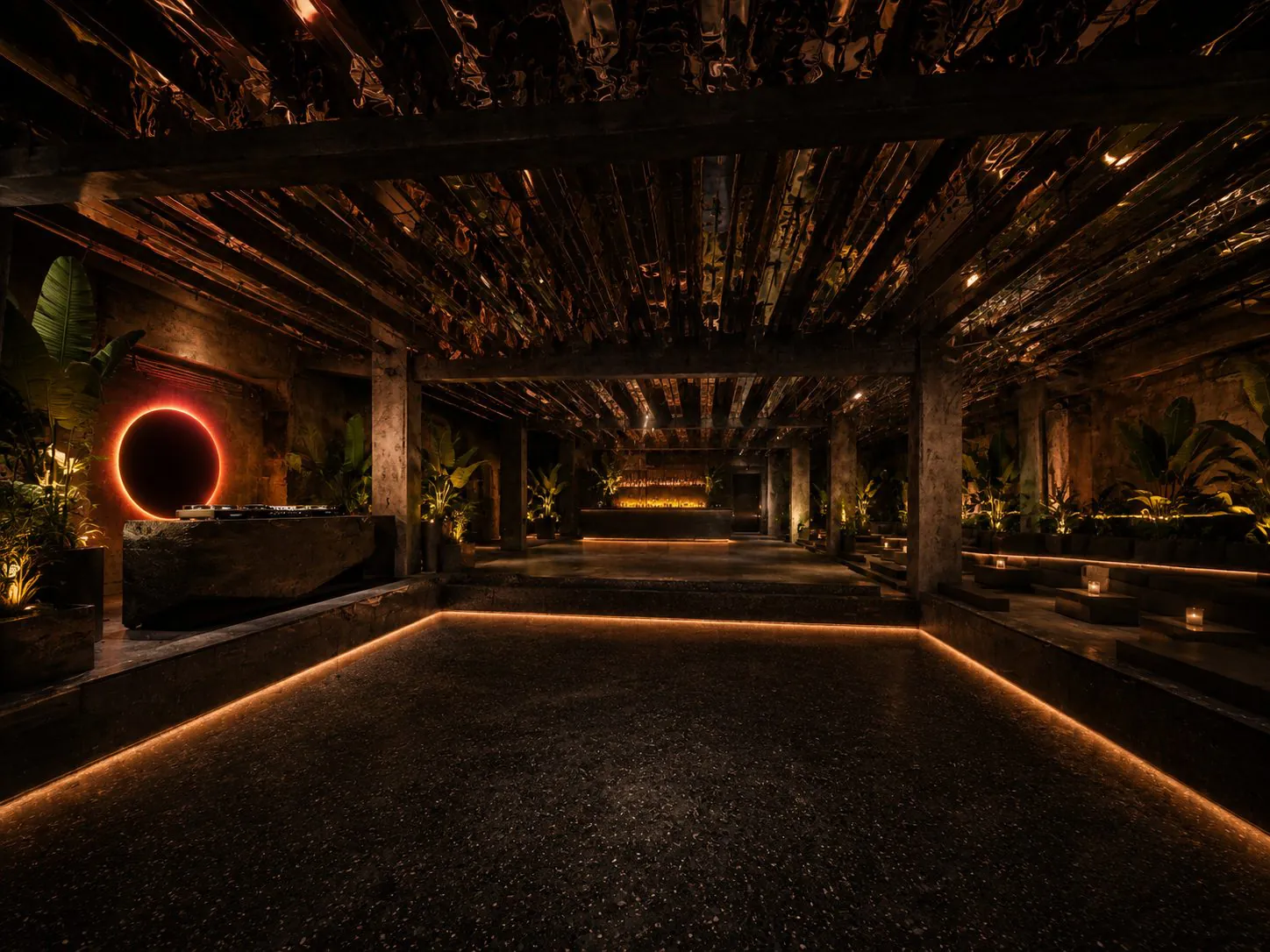 The DONDA club floor and seating beneath the Eclipse