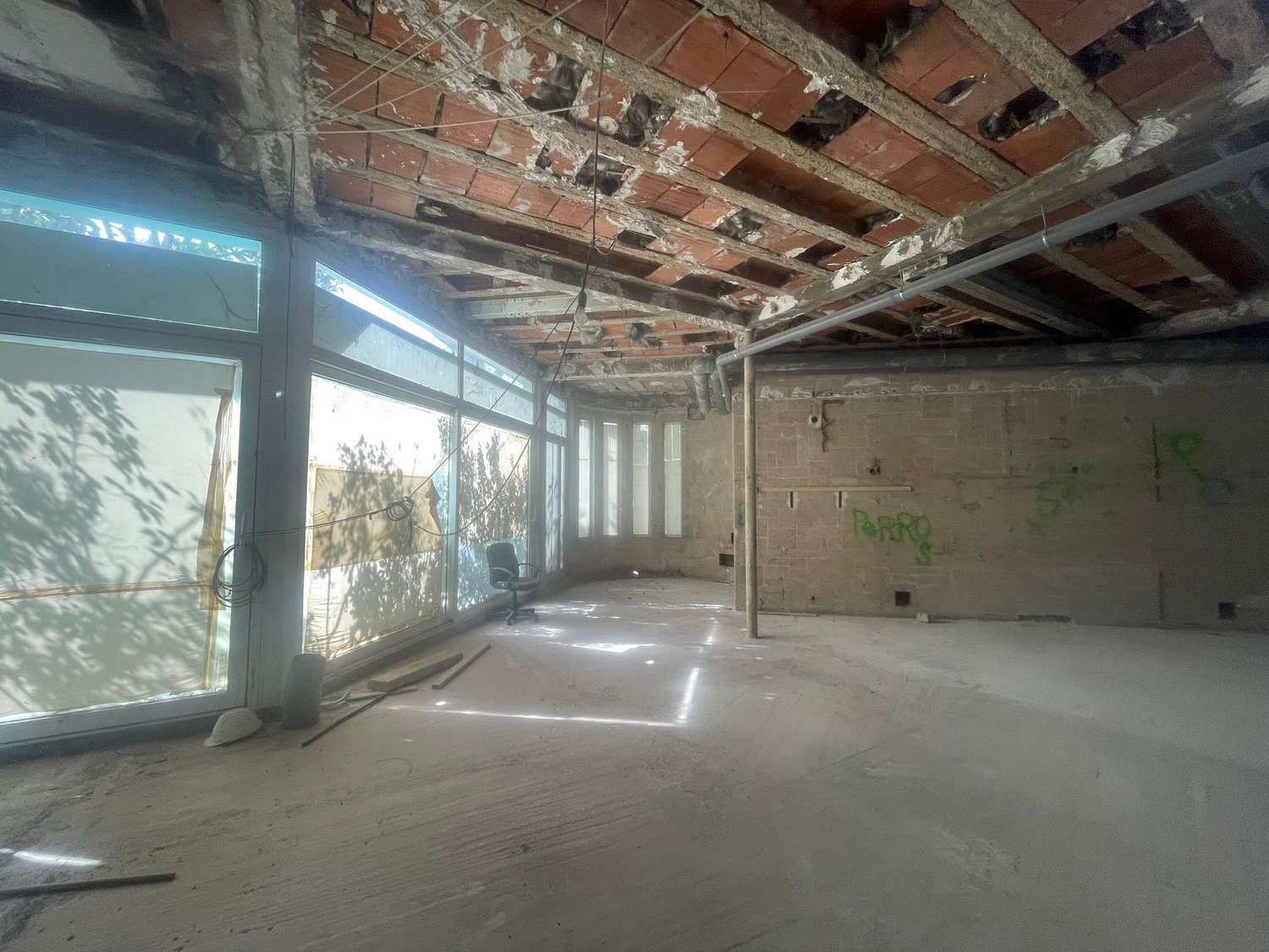 The ground floor today: glazing to the courtyard